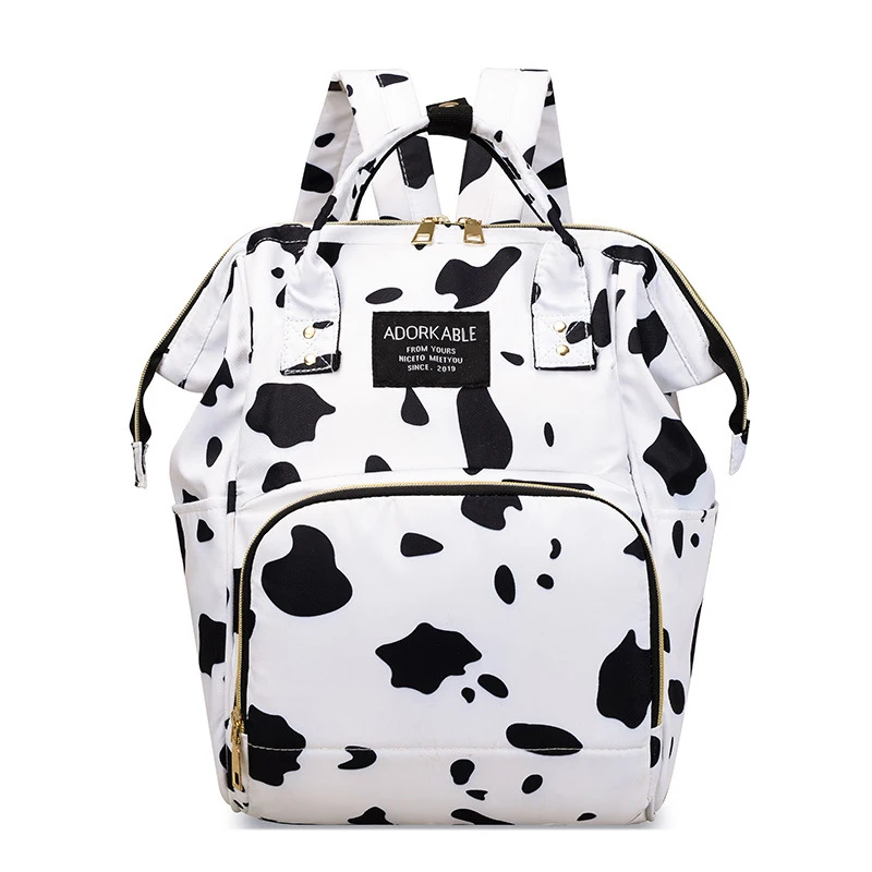 

New Cow Pattern Diaper Bag For Women Trendy Top Handle Backpack Large Capacity Outdoor Mummy Bag lightweight Baby Stroller Bag