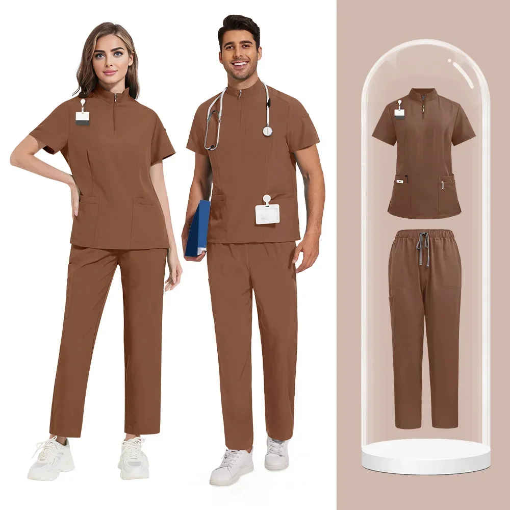 Slim Fit Medical Uniforms Surgical Suits Women Men Scrubs Sets Tops Pant Dental Clinic Beauty Salon Spa Lab Workwear Clothes