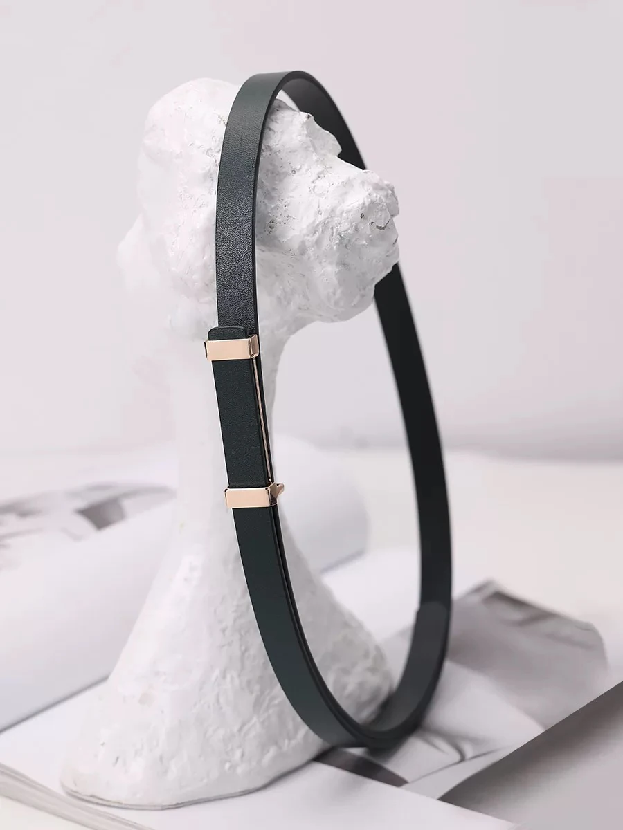 Simple Thin Designer Belt For Women Elegant Gold Metal Buckle