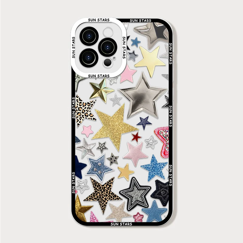 Retro Style Sun Moon Stars Clear Soft Phone Case