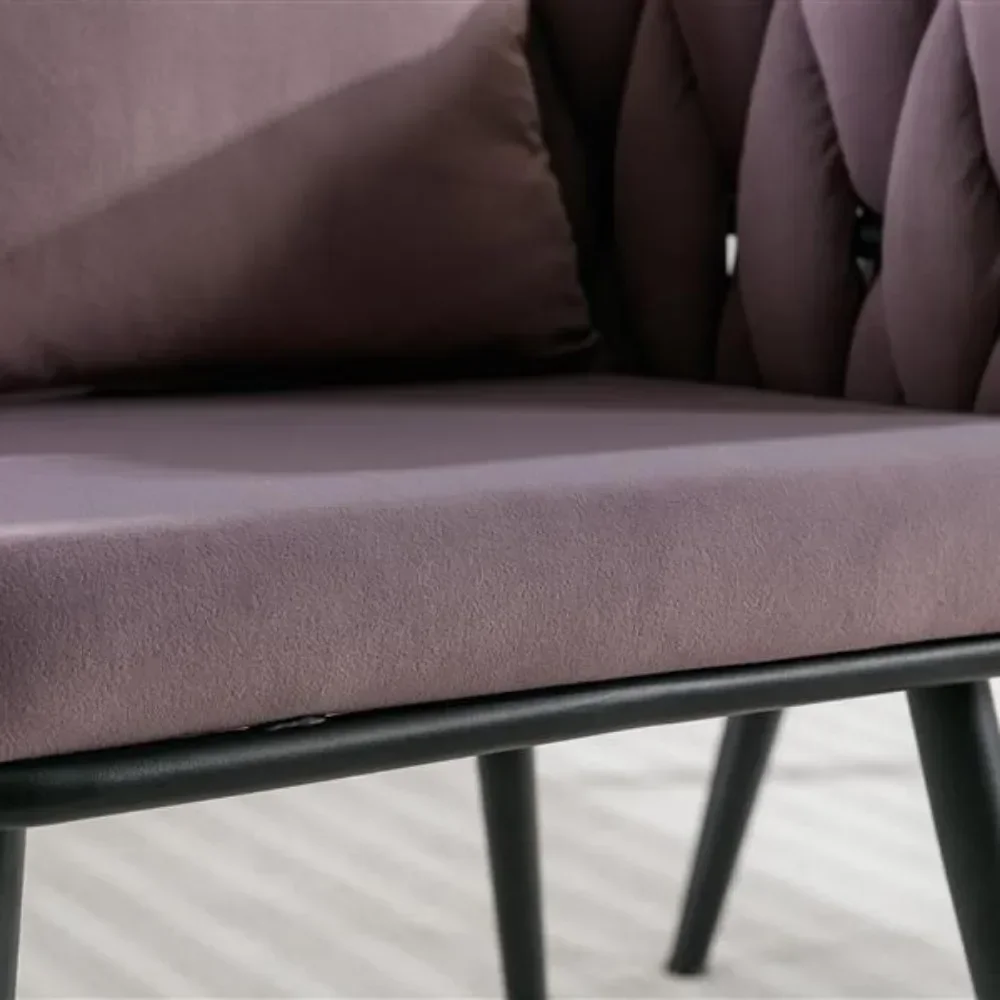 Pure purple modern velvet dining chair 2 piece set of hand-woven upholstered chairs living room chairs upholstered side chairs