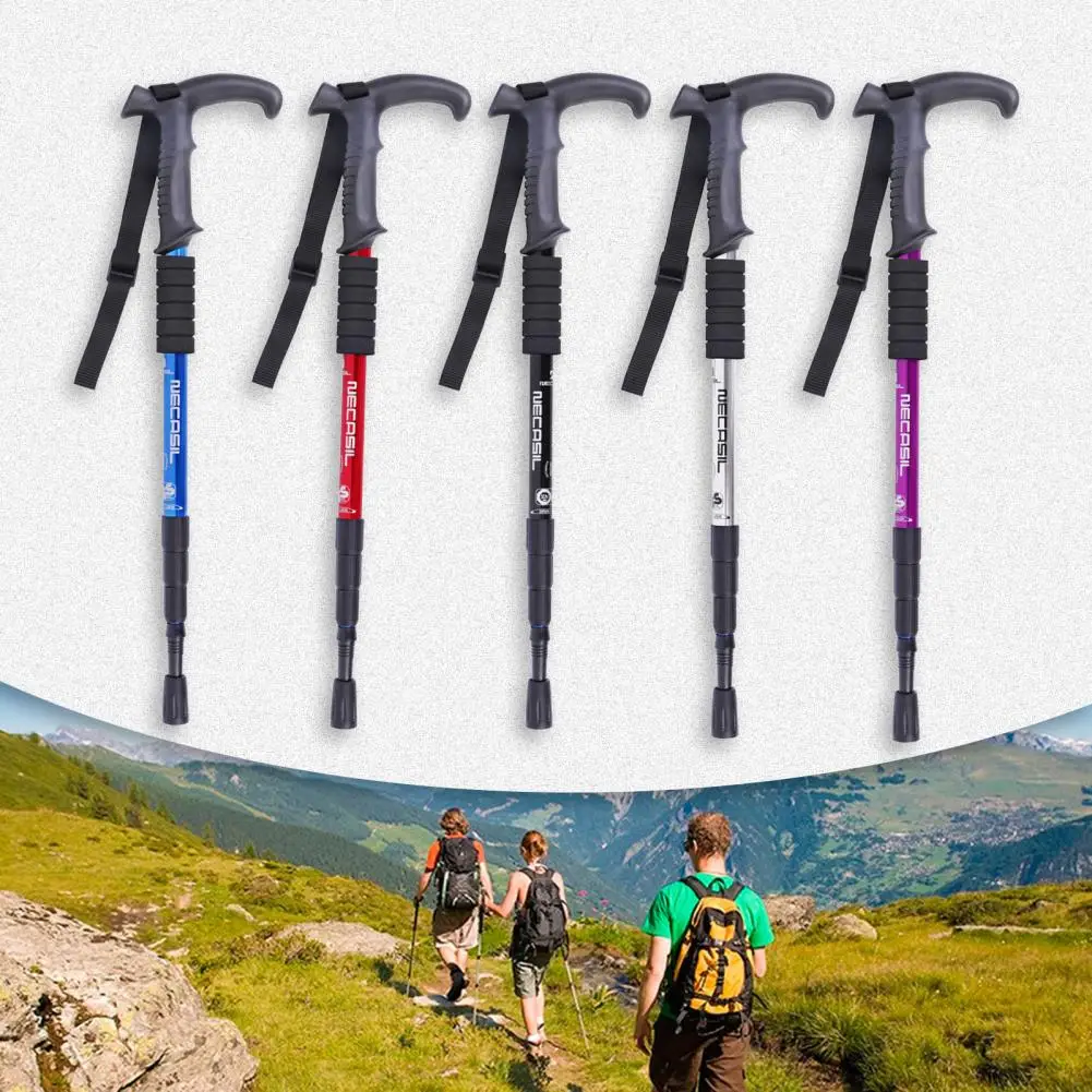 4-Section 50cm Camping Walking Hiking Stick Trekking Poles Aluminum Alloy Mountain Tech Poles Outdoor Collapsible Trekking Pole