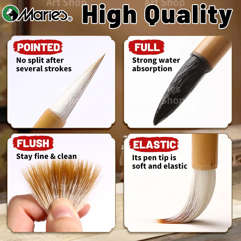 Marie's 1pc Chinese  Calligraphy Brush,Jianhao/Wolf Hair/Wool for Painting,Writing,Official Script,Regular Script,Cursive Script 2