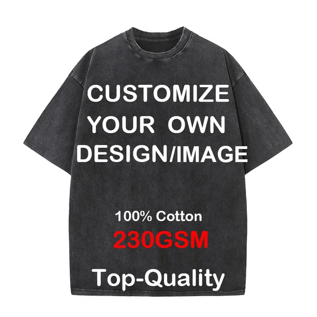 Personnalisez votre LOGO Hip Hop Streetwear hommes 100% coton T-shirts surdimensionné haut délavé t-shirt unisexe été rétro marque personnalisée 1