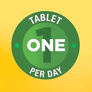 yellow background black text reading vitamin D take 1 tablet per day