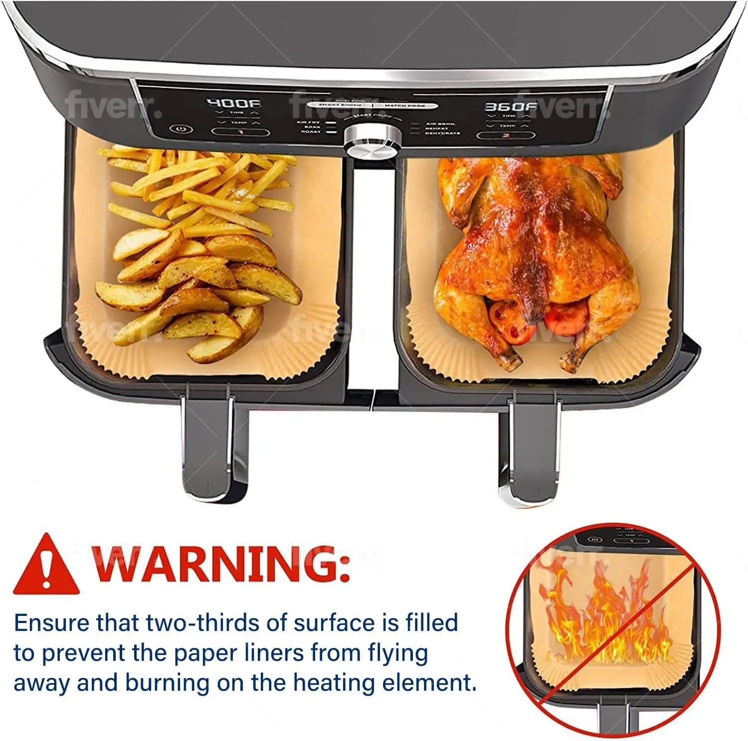 Air Fryer Cooking Baking Paper for Ninja Dual XL foodi AF300 AF400 AF451 Disposable Paper Liner Mold Grill Accessories