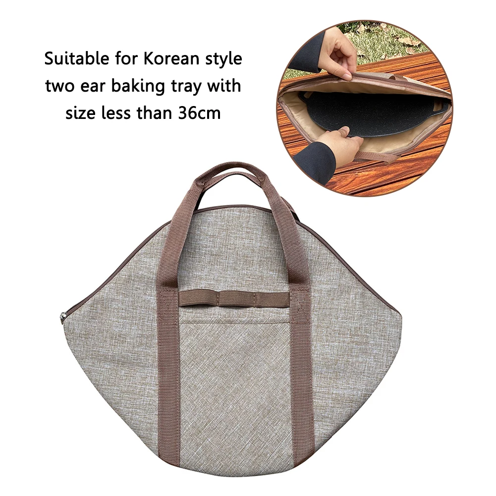 1-3pcs Frying Pan Bag Case 600D Oxford Grill Plate Carry Bag Zipper Side Pocket Outdoor Picnic Tools Griddle Bags