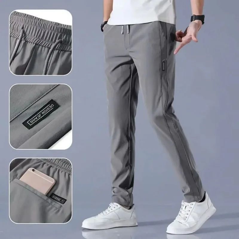 Men's Trousers Casual Solid Breathable Slim Straight Pants Male Joggers Thin Quick Dry Sweatpants Sports Pants Hiking Men casual pants hiking pants