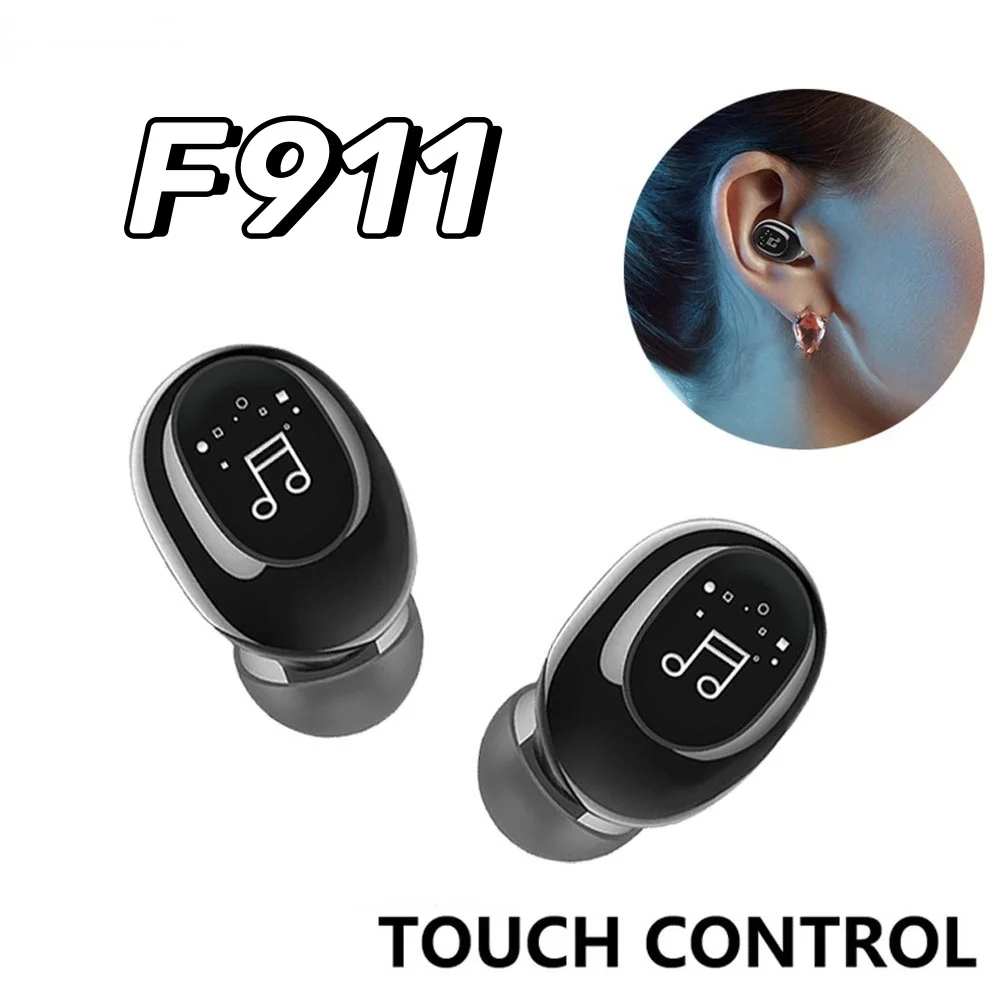 

2023 F911 Invisible Ture Wireless Earphone Noise Cancelling Bluetooth Headphone Handsfree Stereo Headset Earbud With Microphone