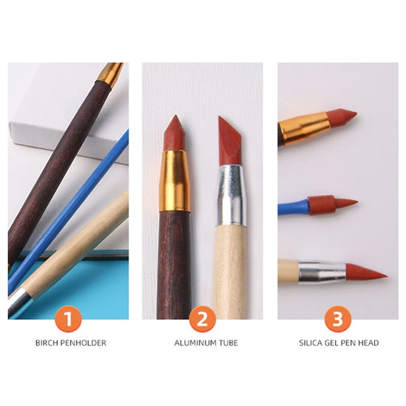 3Pcs Silicon Rubber Shaper Pen Double-head Pottery Clay Sculpture Tools Pottery Ceramics Carving Modeling Shaping Tool