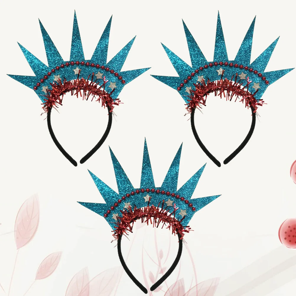 3 Pcs Tiara Party Headdress Performance Hair Hoop Headwear Headgear Statue of Liberty