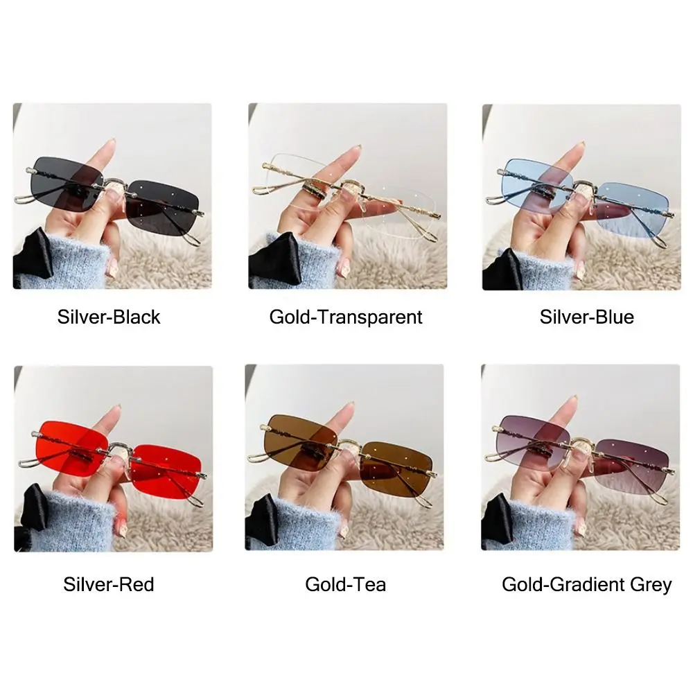 Sleek Unisex Rimless Metal Sunglasses with UV400 Ocean Lenses