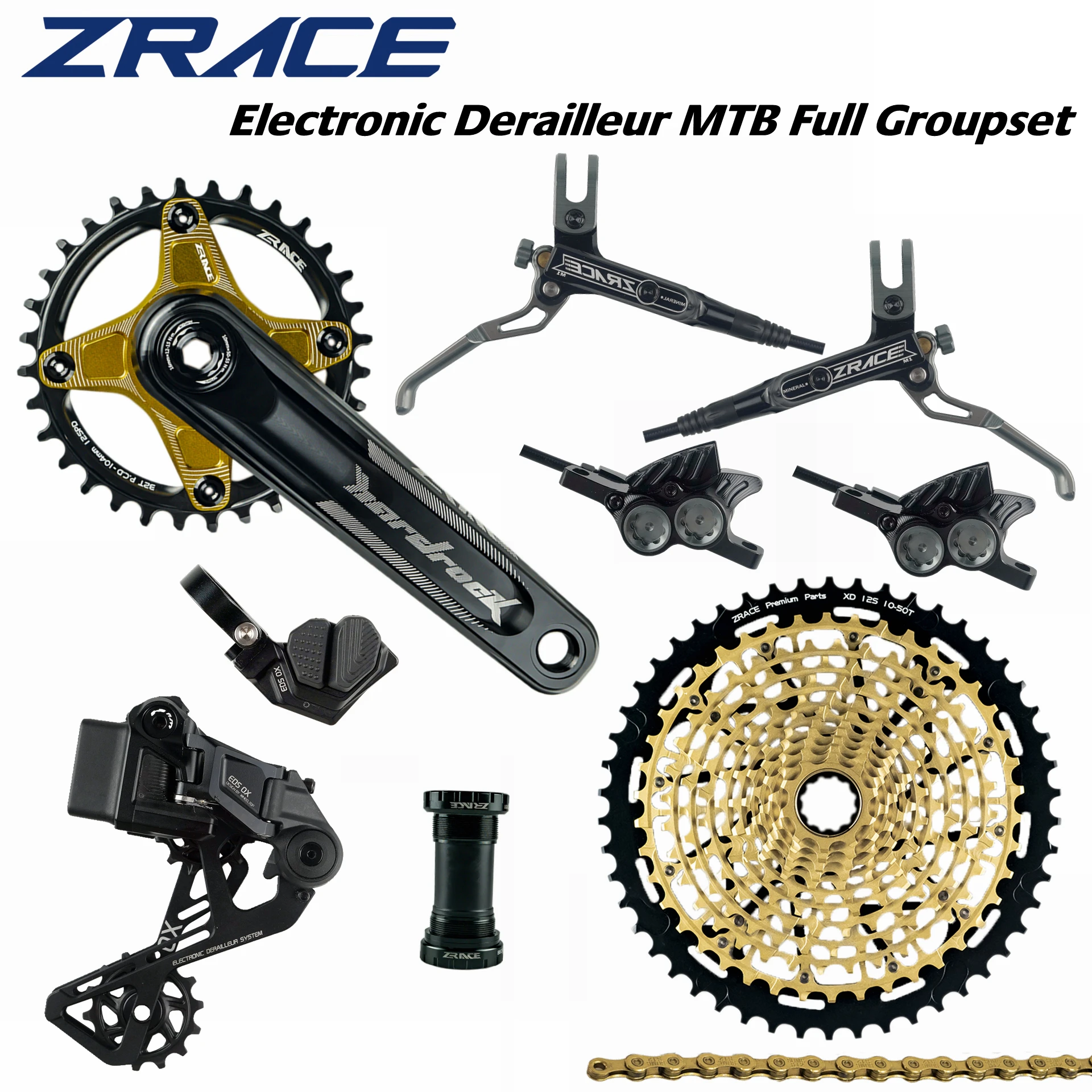Zrace 1x12s Electronic Derailleur Mtb Full Groupset, Mtb Electronic