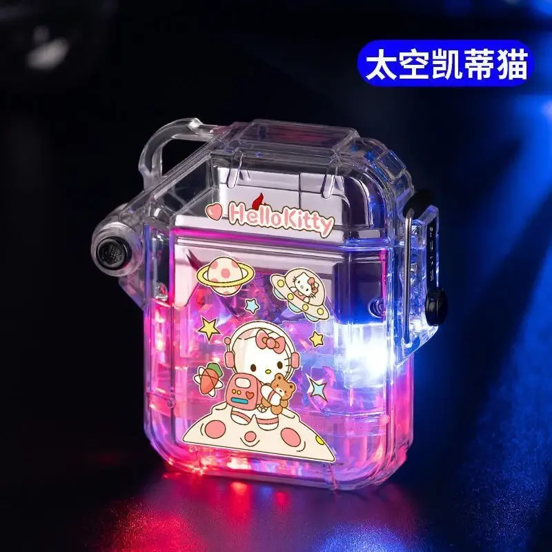 

2024 Sanrio, Hello Kitty Kuromi Cinnamoroll мультяшная Зажигалка креативная кавайная ветрозащитная зажигалка с розовым пламенем подарок для парня