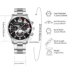 4pcs/set Fashion Men's Watch Set Business Calendar Quartz Watch with Bracelet Necklace Ring Set 6