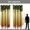 1PC New Fashionable, Simple and  Christmas bell Home Decoration Print Perforated Waterproof Curtain, Machine Washable, Su 3