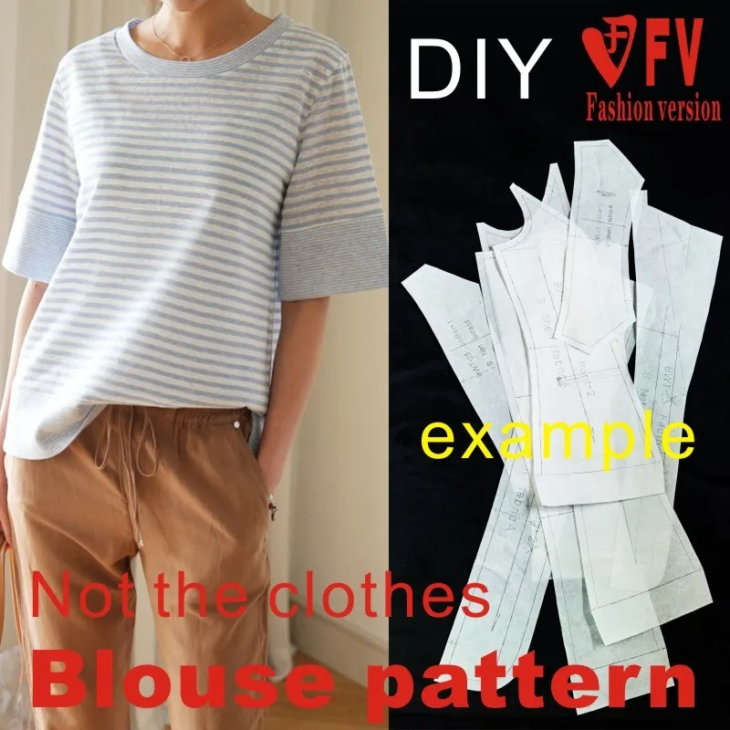 Casual Knitwear Pattern Women's Loose T-shirt Stretch Knit Fabric 1:1 Garment Sewing Design Drawing BXS-42
