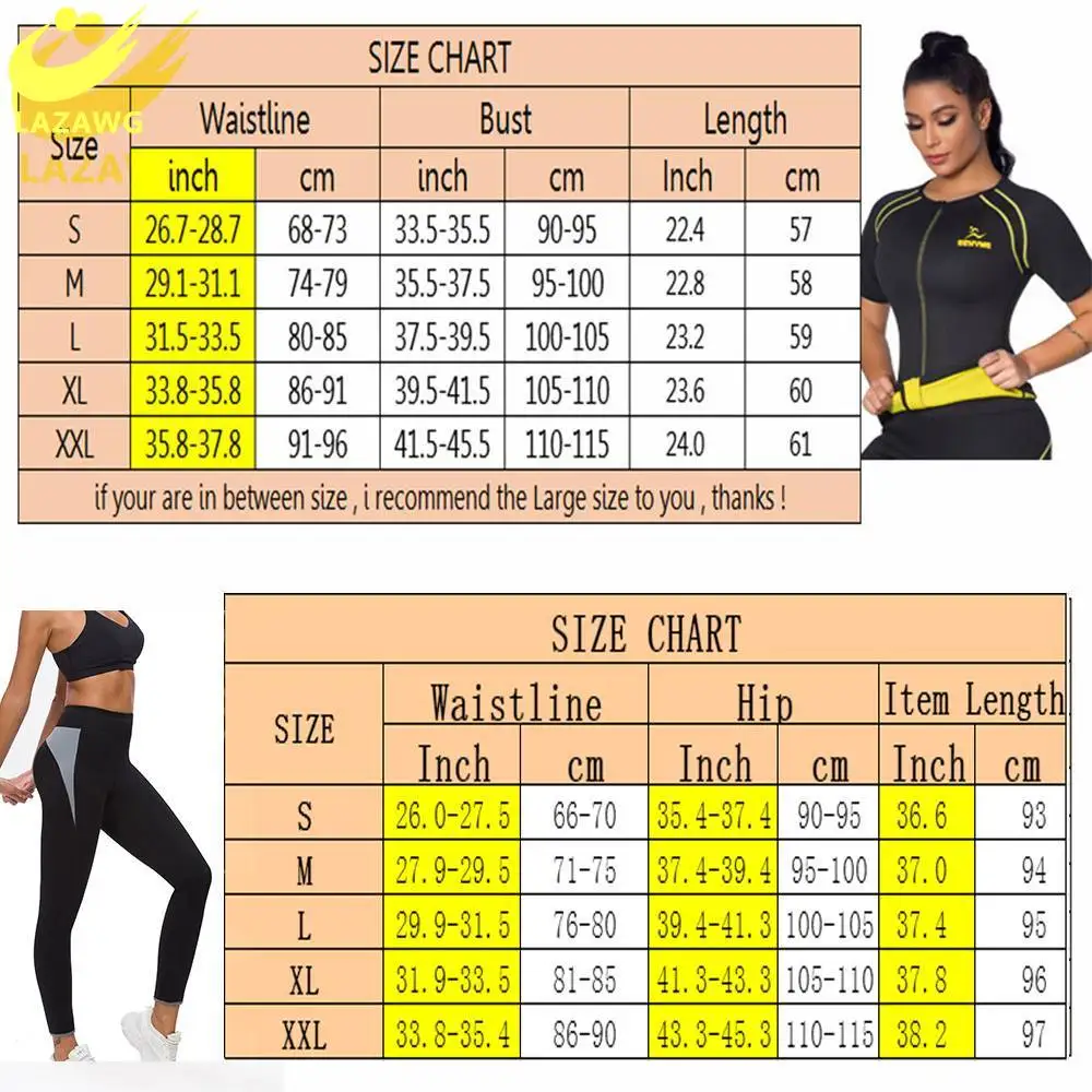 LAZAWG Women Slimming Waist Trainer Weight Loss Shirt Women Body Shaper Hot Thermo Sauna Capris Leggings Sweat Slimming Shapers