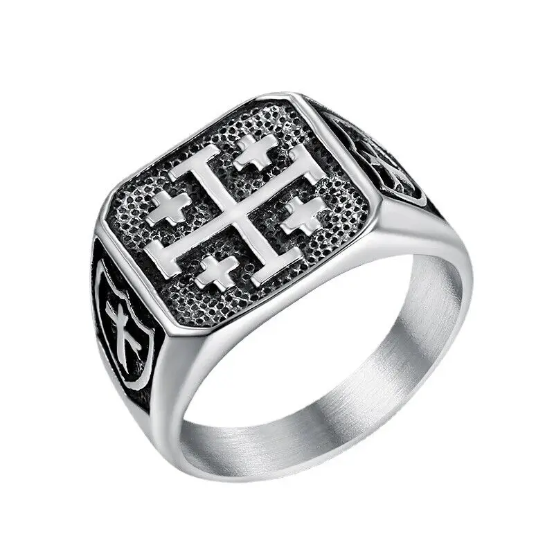 

Men's Stainless Steel Maltese Cross Crusader Knights Templar Rings Size 7-15