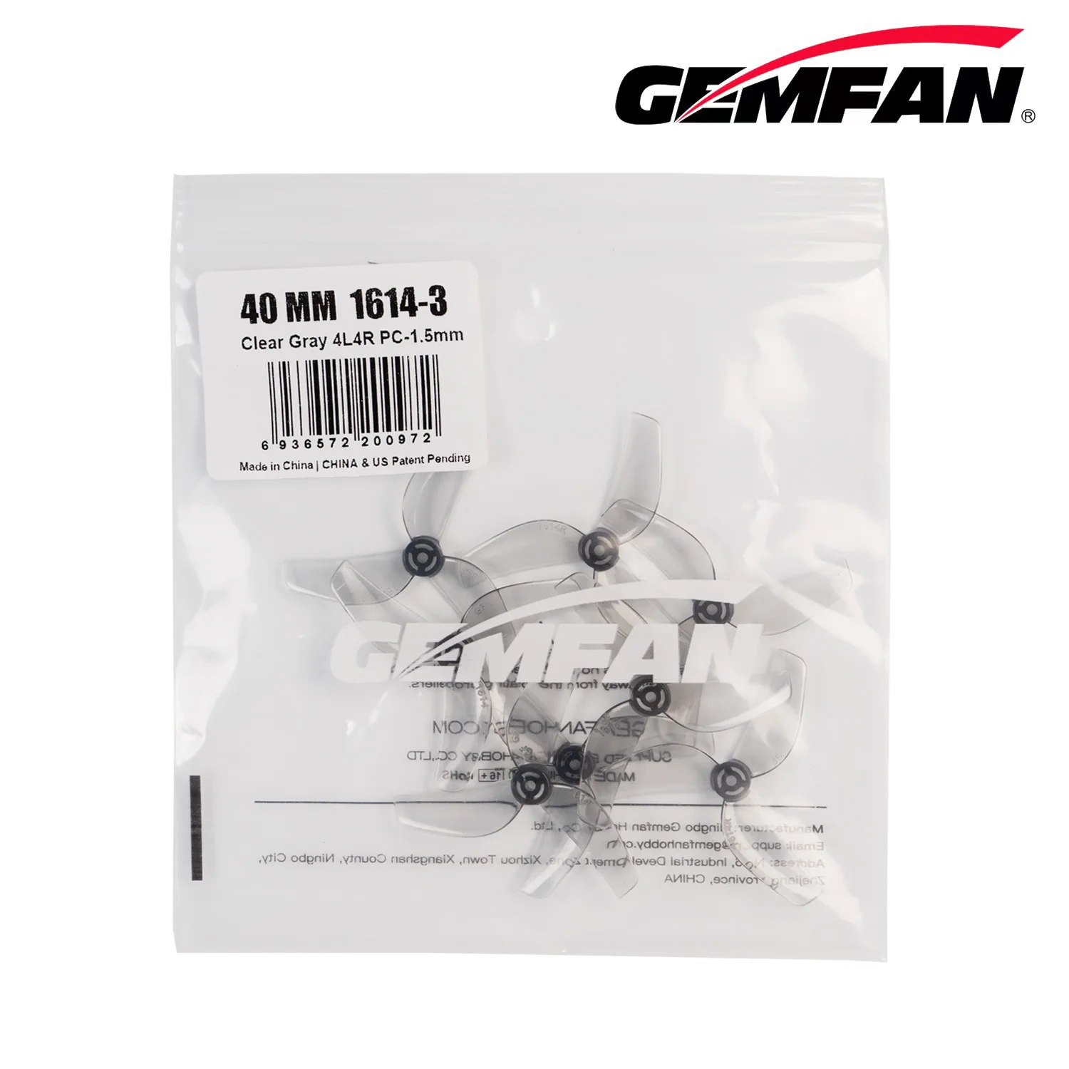 Hélices Gemfan 1614-3 PC pour drone FPV micro - Lot de 4 paires