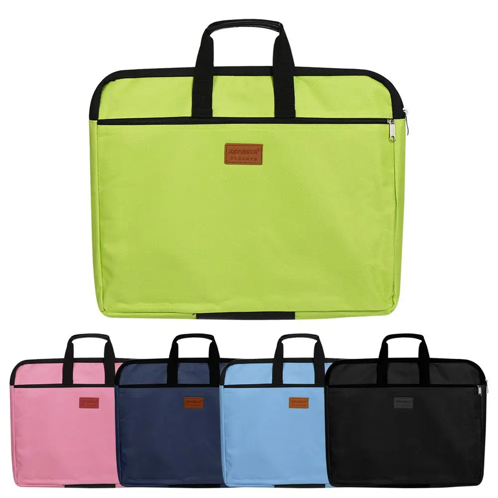 Durable Large Capacity Files Bag Double Layers A4 Document Bag File Folder Holder With Handle Canvas Business Documents Handbag