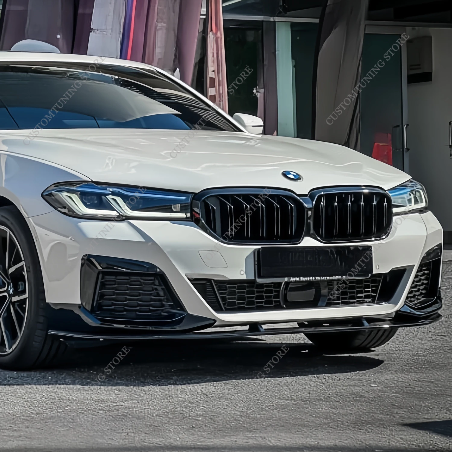 BMW G30 G31 LCI M 스포츠 MP 스타일 프론트 범퍼 립 스포일러 스플리터 및 안개등 그릴 트림 카나드 M550i M550d 2021-2023 튜닝