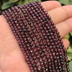 Natural Blue Sapphire Round Faceted Gemstone Beads for DIY Jewelry Crafting - 15 - Inch Strand, Tiny Spacer Beads (Purple Garnet)
