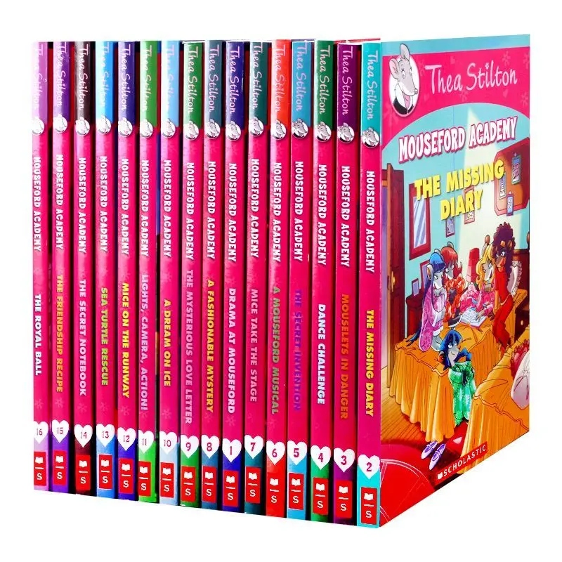 16 Libri Donna Geronimo Stilton Thea Stilton Mouseford Academy Letterario Romanzo Libro Illustrato Bambini Inglese Fumetti Età 7-12