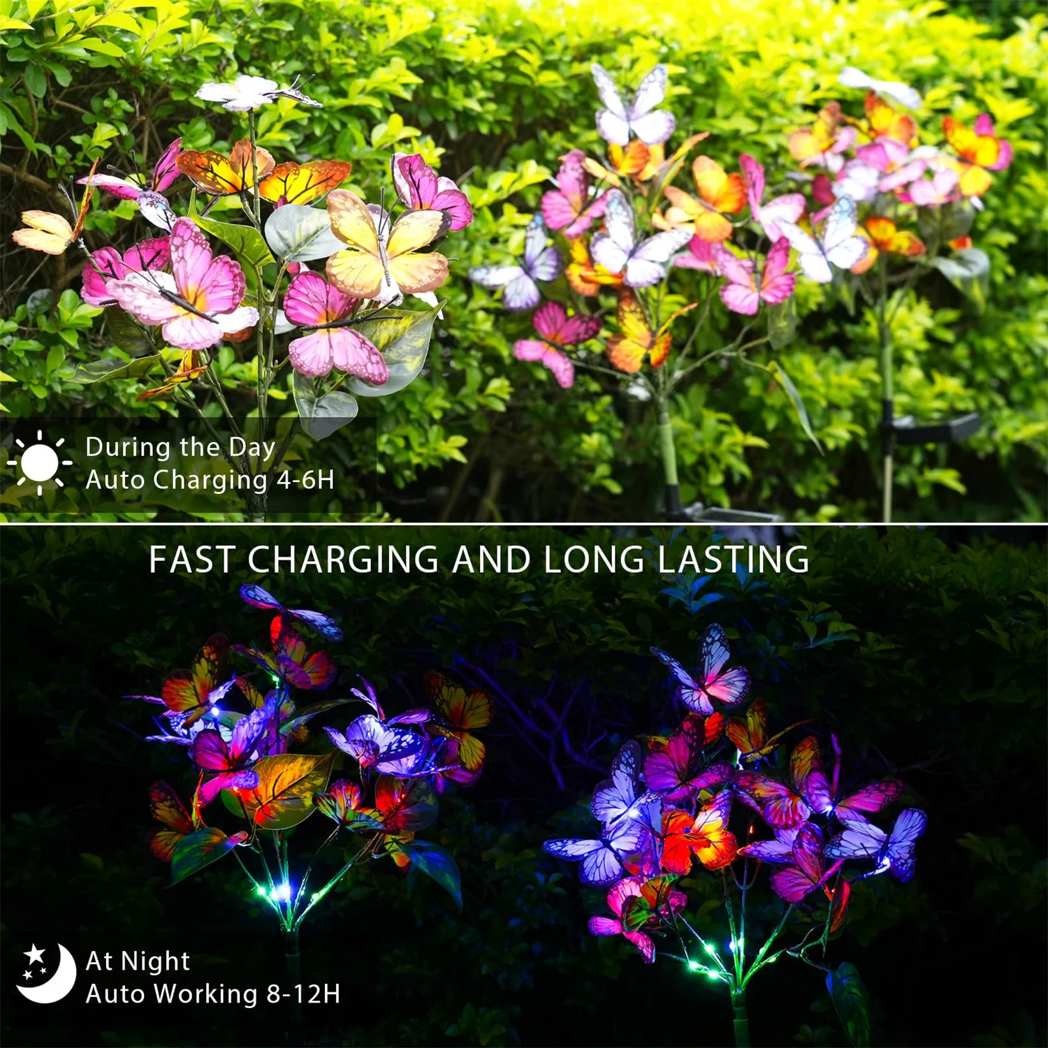 LED Solar Butterfly Solar Lights Outdoor Landscape Lights IP65 Waterproof for Yard Lawn Garden Walkway Decorative Path Lighting 3