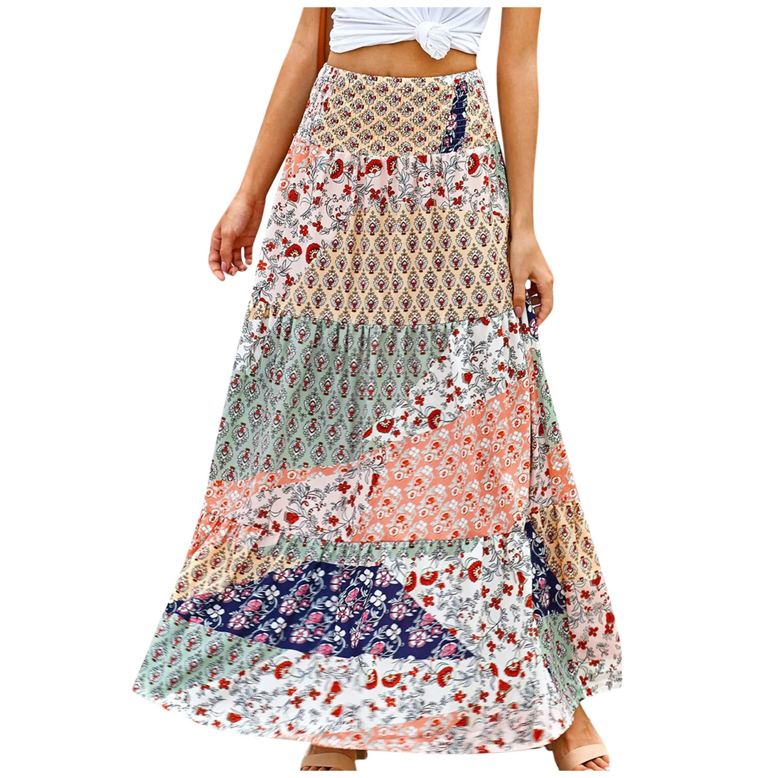 

Women's Print Half Skirt Ethnic Style High Waisted A-line Skirt Shorts Skirts Streetwear Spring faldas para mujeres