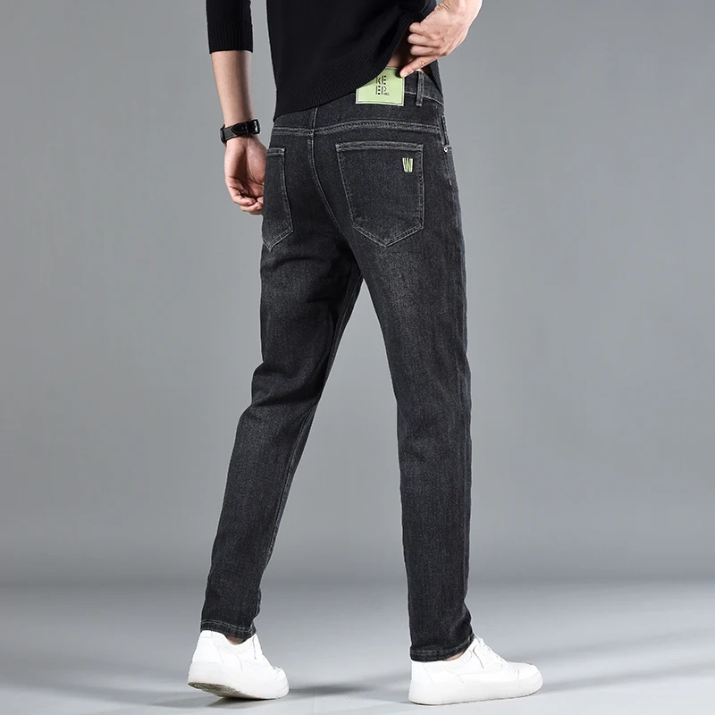 Fashion Zipper Button Pockets Casual Washed Straight Jeans Men's Clothing 2024 Spring Summer Loose All-match High Waist Trousers