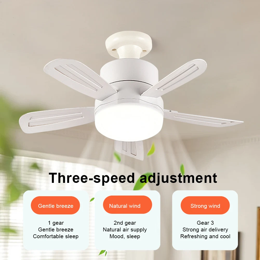 2 In 1 Hanging Fan with LED Lantern E27 Socket Electric Cordless Fan Universal Dimming Fan for Dining Room Bedroom Living Room