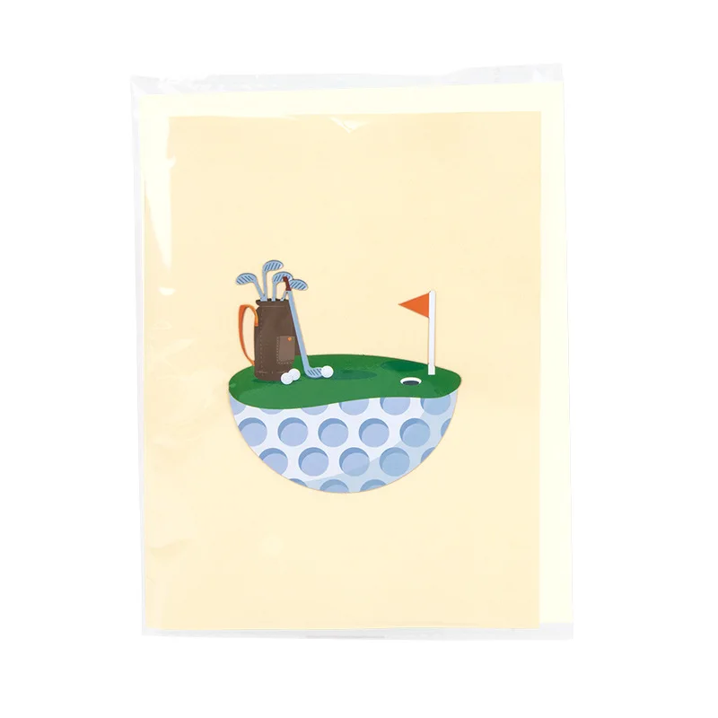 Pop up creative 3D greeting card sports cards golf handmade gift paper carving gifts thank you cards for business