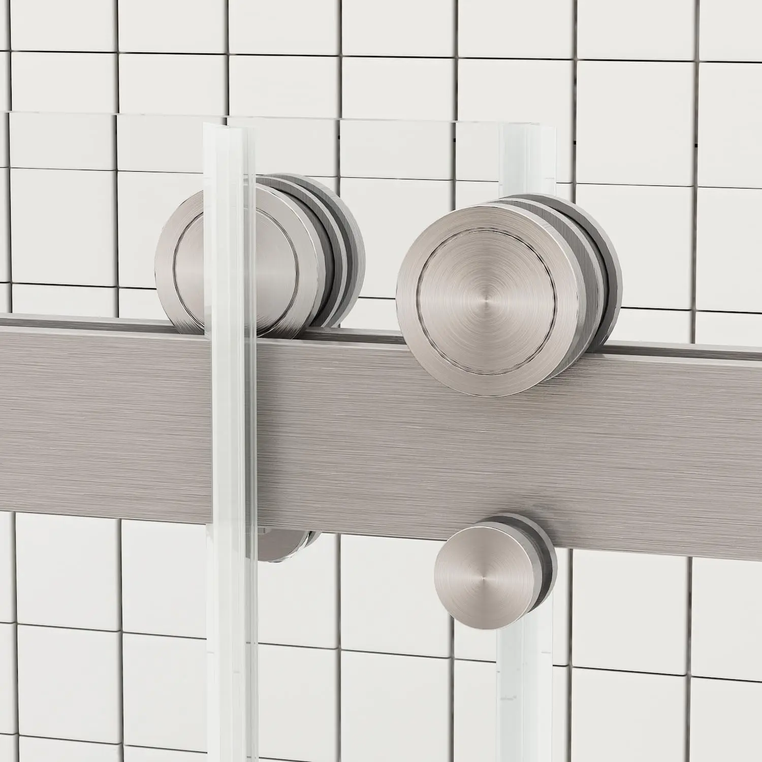 Sunrosa 44""-48"" W X 76"" H Frameless Shower Door, Clear Tempered Glass 5/16""(8Mm), Double Sliding Shower Door, Aluminum 4