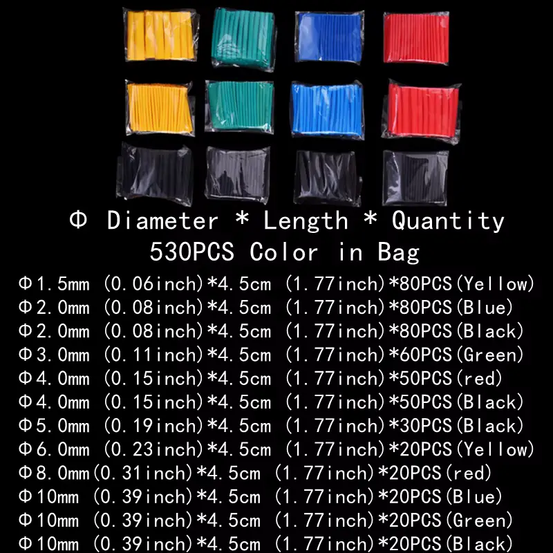 2:1,Heat Shrink Tubing,127-850 PCS,Insulated Polyolefin Sheathed,Electronic DIY Kit,Electrical Connection Tubing,Cable Sleeves image 8
