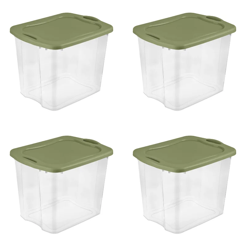 

Sterilite 95 Qt. EZ Carry Plastic, Clear/Sage Legume, Set of 4