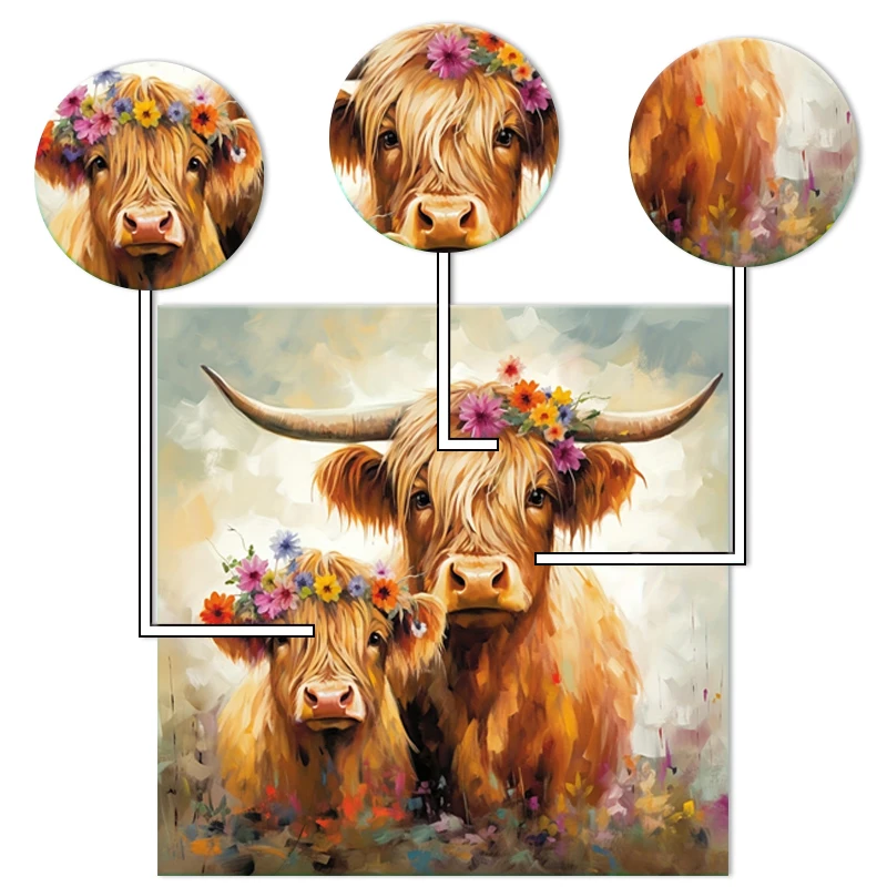 Cow creative wooden puzzles, advanced puzzles with beautiful flowers and irregular animal pieces, party games, birthday gifts 5
