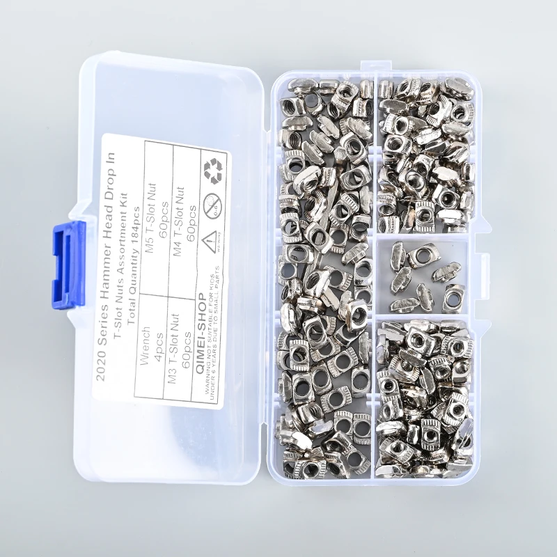 184pcs European standard T-nut block set aluminum profile accessories square slider nut