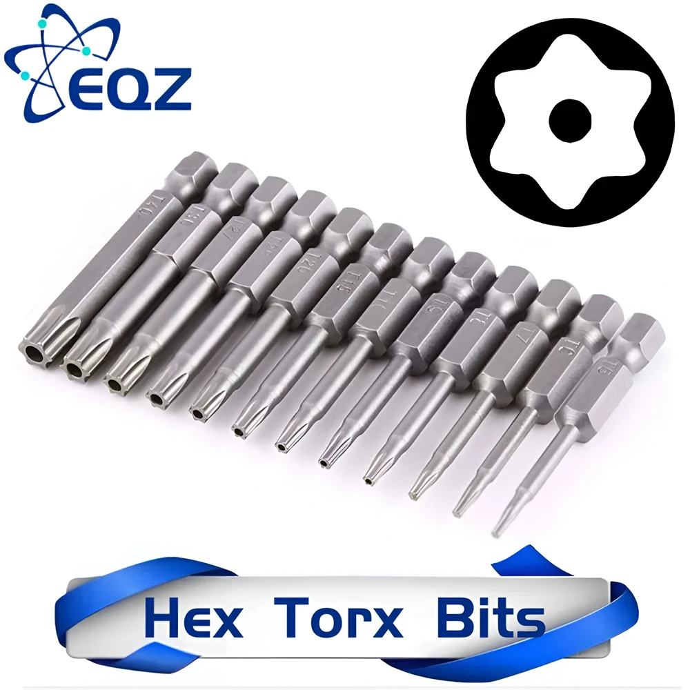 50/100 mm Torx-Bit-Set, Sicherheits-Torx-Stern-Bits, 1/4 Zoll Sechskantschaft, manipulationssicherer Schraubendreher-Bit mit magnetischer Spitze