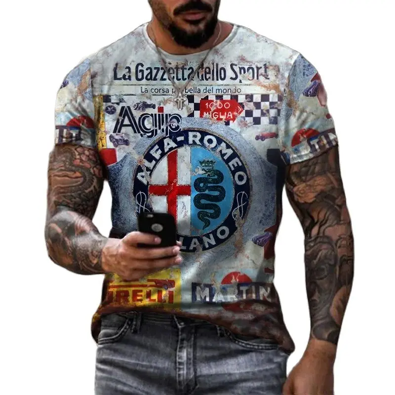 

2023 New STP Men's T-Shirt Vintage 3D Printed Tshirt Contrast Color Personality Casual Summer Ultra-Thin Men's Oversized T-Shirt