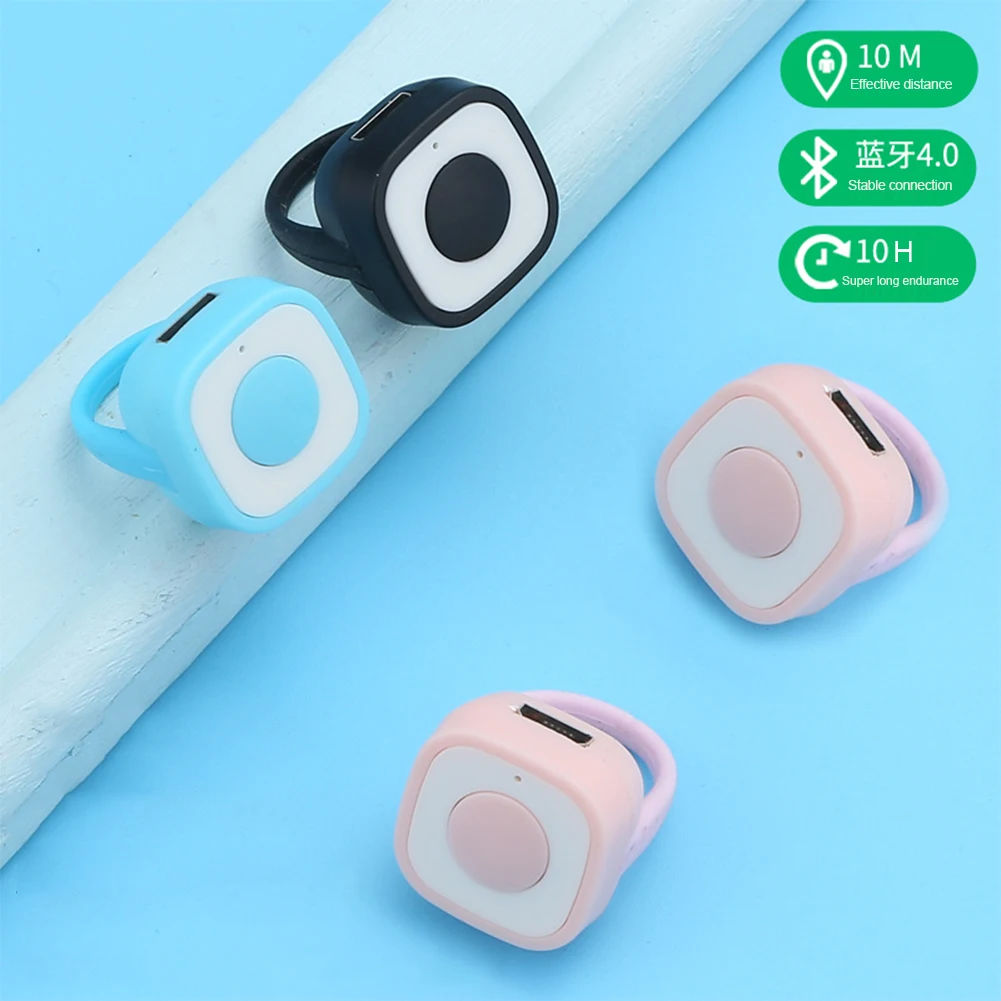 Rechargeable Wireless Bluetooth Shutter Release Button Fingertip Ring Remote Control Self-Timer Phone Selfie Video Controller
