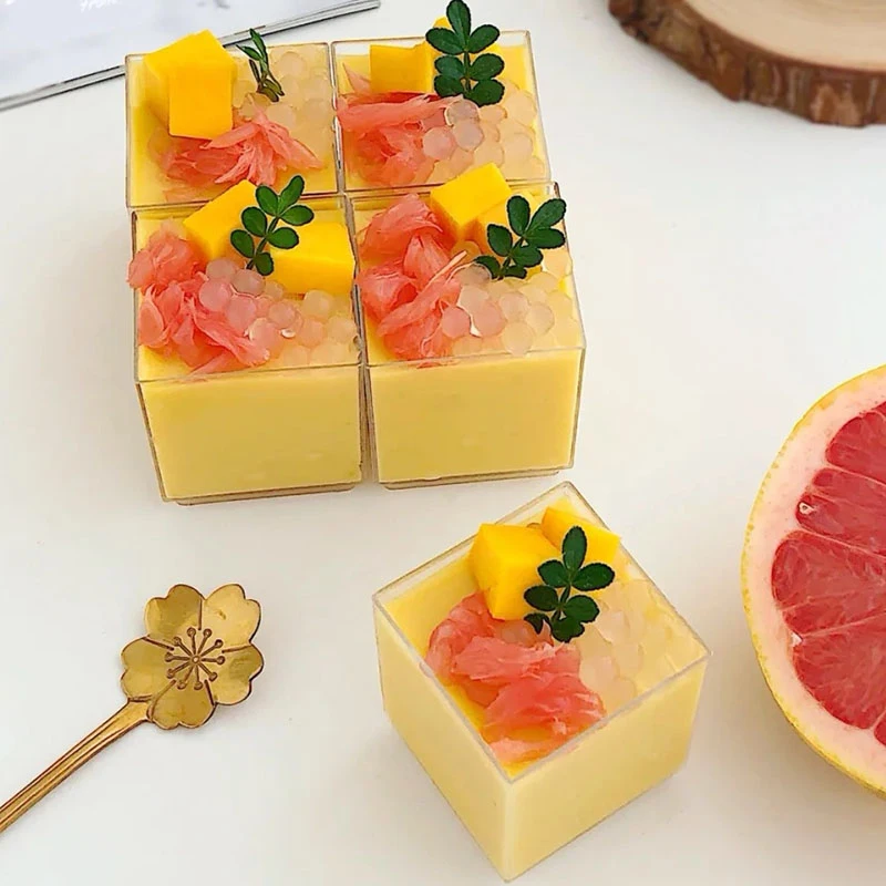 10Pcs Square Mini Plastic Dessert Cups Clear Plastic Parfait Appetizer Cup For Desserts Appetizers Ice Cream Cups
