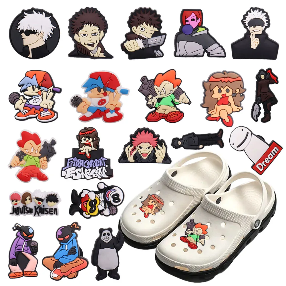 

Mix 50PCS PVC Croc Charms Boy Girl Famous Game Japan Animation Anime Buckle Clog Fit Wristbands Garden Shoes Button Decorations