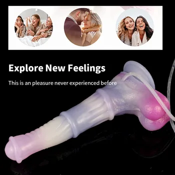 New Squirt Animal Horse Dildo With Suction Cup Red Silicone 24cm Long Penis Sex Toys For Women Female Masturbator Anal Massage 5