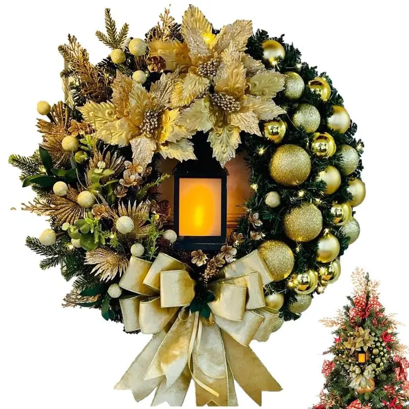 

Christmas Wreath Artificial Garland For Christmas Decor Long-Lasting Artificial Holiday Wreath For Balcony Front Door Wall