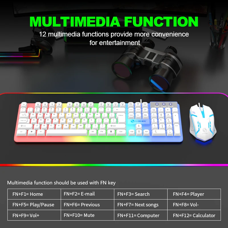 Wired Keyboard GTX350 Series 104 Keys Membrane Many Kinds of Colorful Lighting Gaming and Office For Windows and IOS