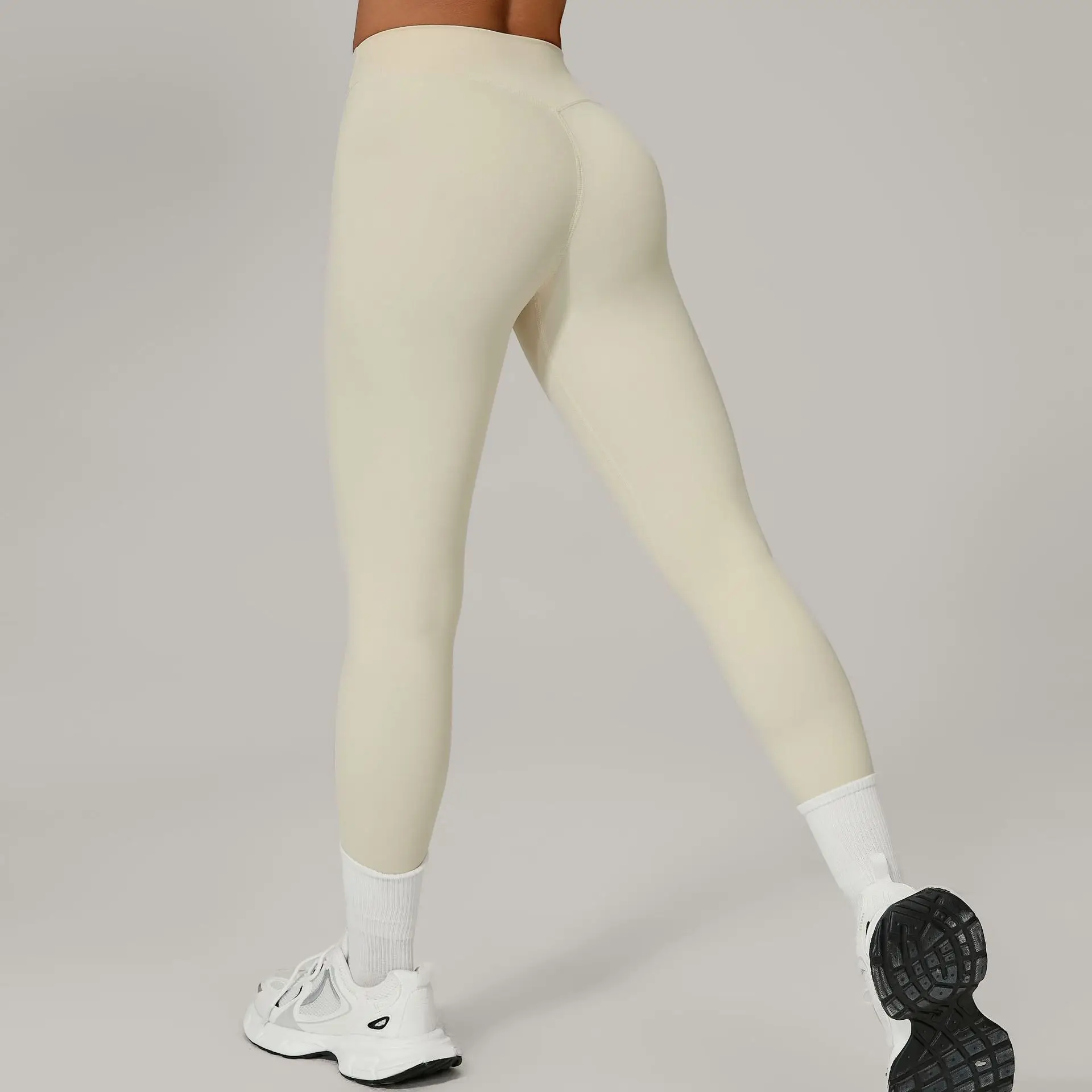 Nuovi leggings da donna a vita alta pantaloni da yoga elasticizzati collant push up fitness corsa abbigliamento sportivo pantaloni scrunch tinta unita - immagine 2