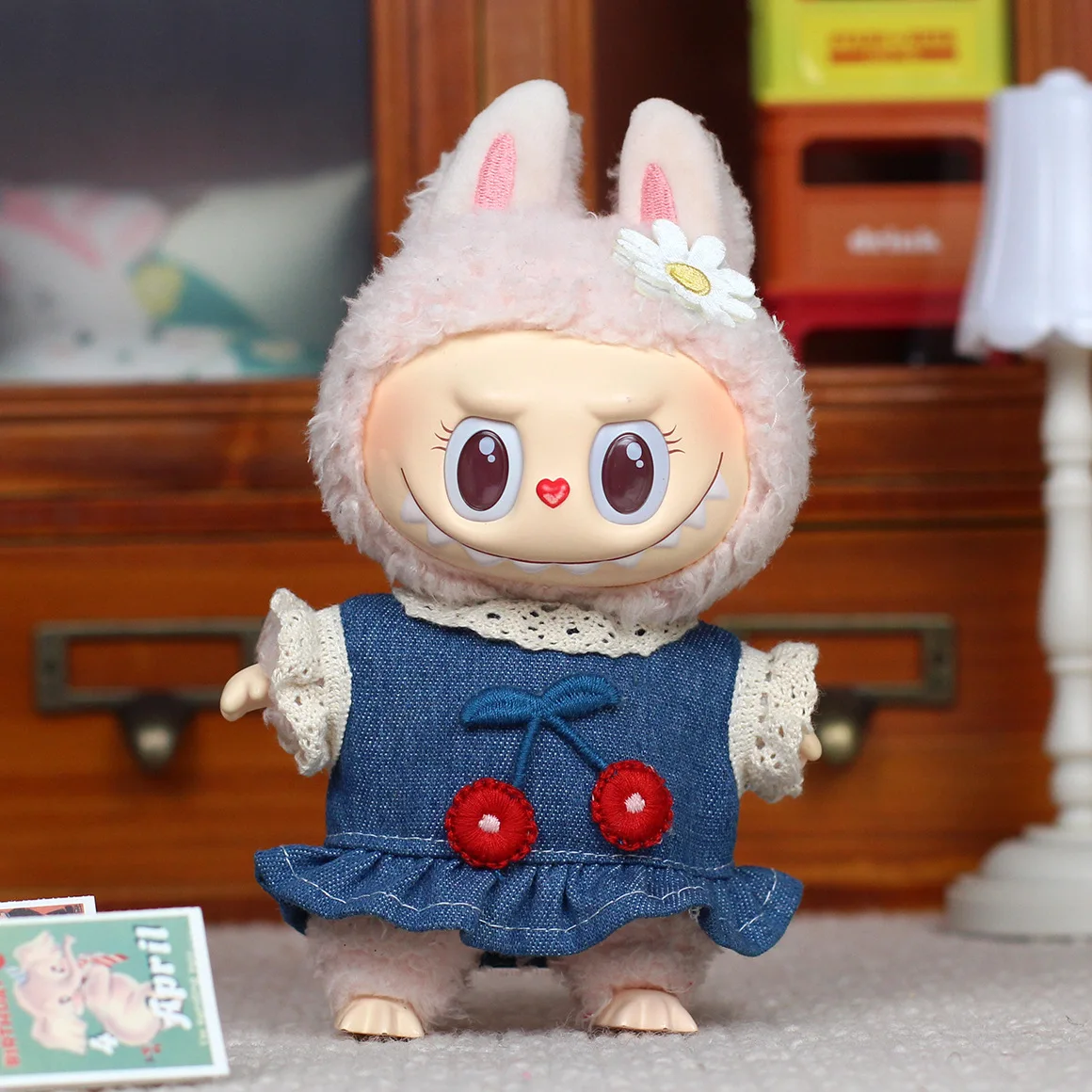 17cm Labubu Doll Clothes Advanced Luxury Design Customization Heartbeat Macaron Butterfly Princess Dress Changing Light Clothes