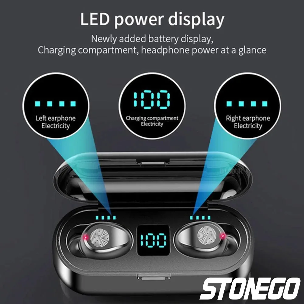 Wireless Earphones wireless earbuds wireless bluetooth earphones wireless bluetooth headphones Wireless Bluetooth Earbuds TWS Sports Waterproof Earphones HiFi Noise-Cancelling Deep Bass Dual Ear With Charging Case