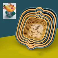 8PCS Kitchen Sink Vegetable Drainer Fruit Basket for Multifunctional Stackable Fruit Washing Basin Vegetable Drain Basket Basin 4
